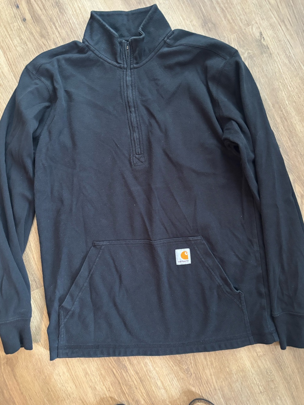 Carhartt Black Hooded Relaxed Fit Sweatshirt with Gold Logo